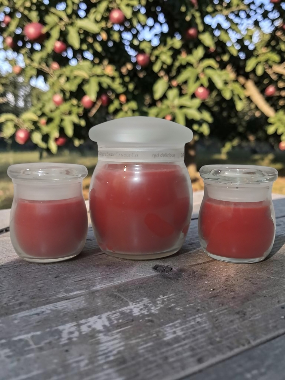 Red Glass Jar Candle Trio Of Scent Red Delicious